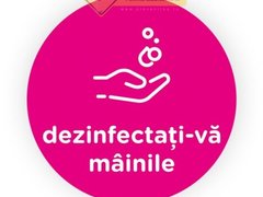 Semn roz dezinfectati mainile